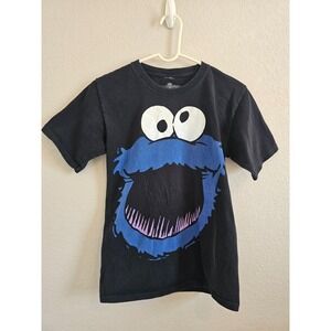 Sesame Street Cookie Monster Graphic T-Shirt Black Streetwear 2010 Vintage-Style